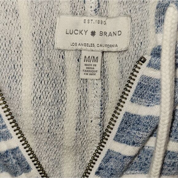 LUCKY BRAND Women's Striped French Terry Hooded Poncho Zip-up Jacket Top  M - Picture 12 of 14